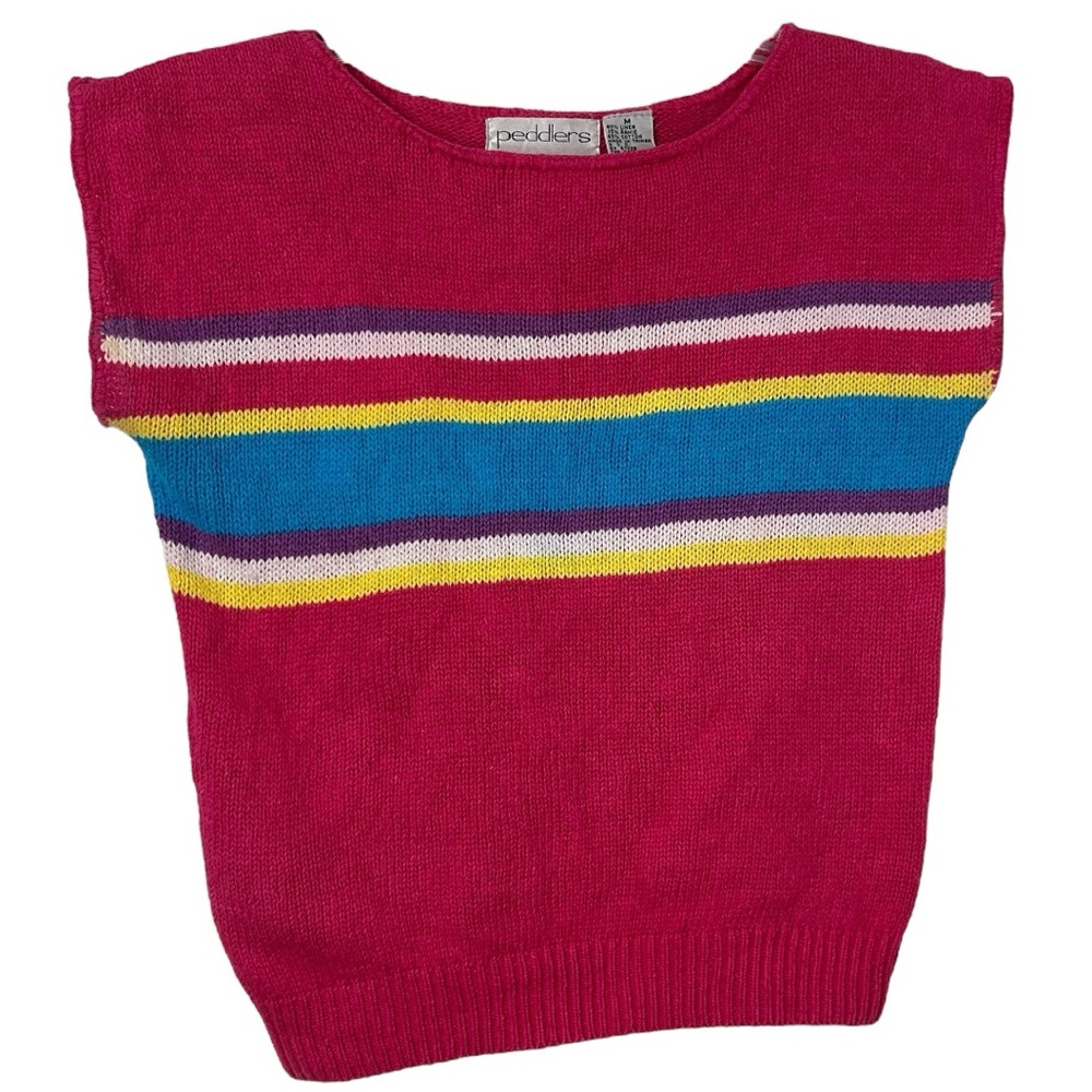 Vintage Peddlers Linen Blend Pink Knit Sweater Vest - Size Medium